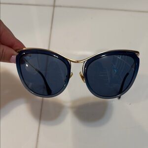 Miu Miu Blue and Gold Sunglasses Cateye